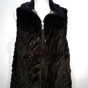 Betsy Johnson black fuzzy vest